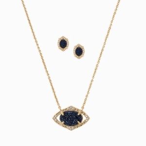 Stella & Dot Navy Blue Charlotte Earrings/Pendant